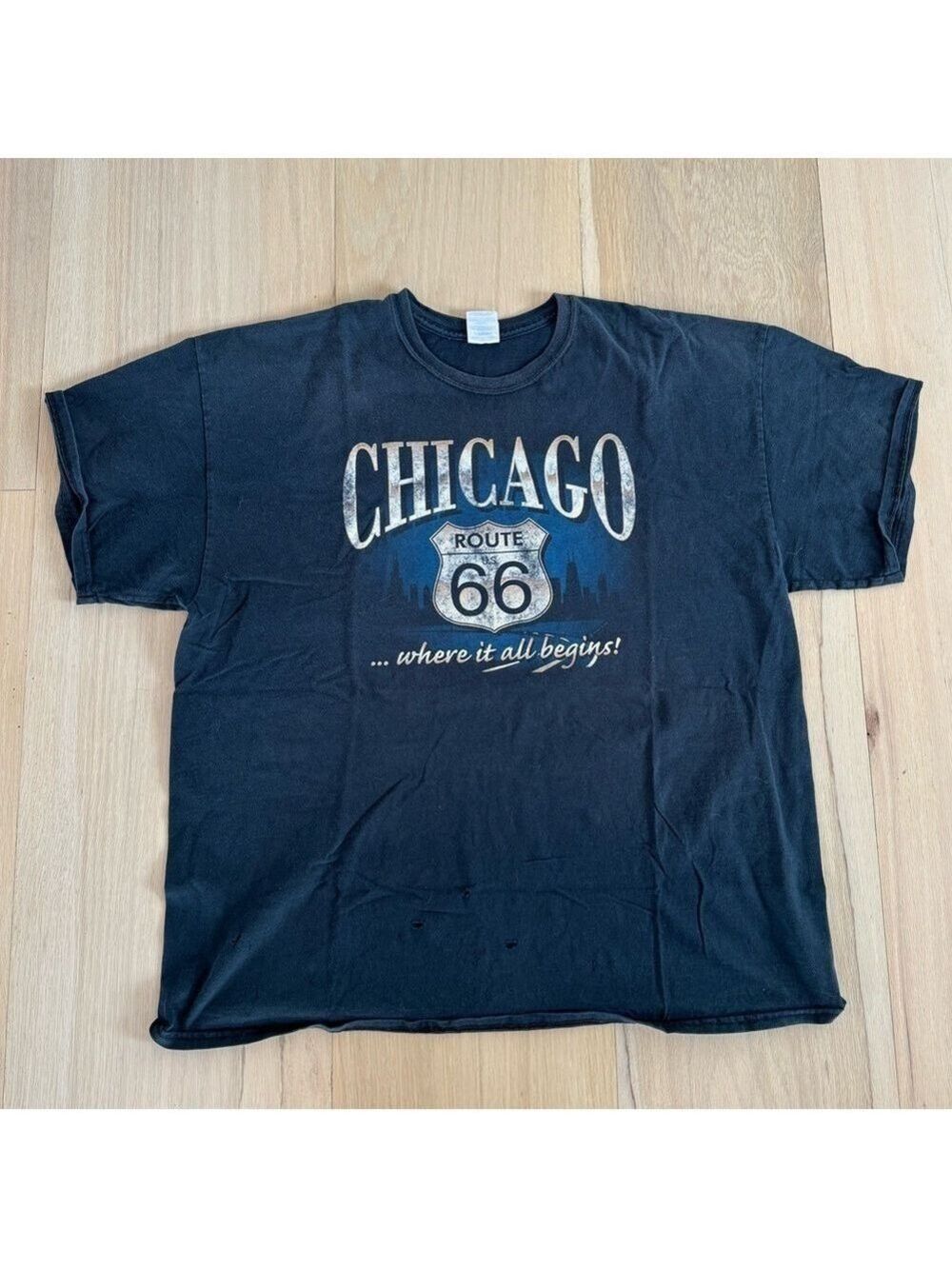 Vintage Chicago Route 66 Short Sleeve Tee Shirt Size XXL